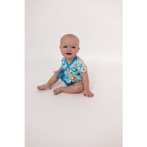 Pool Dogs Bamboo Kimono Onesie with Snaps