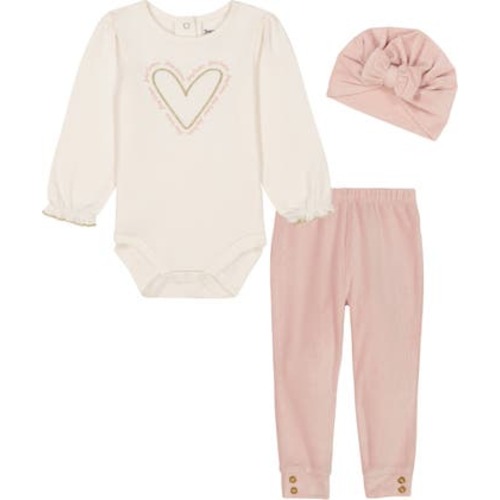 Heart Bodysuit, Leggings & Hat Set