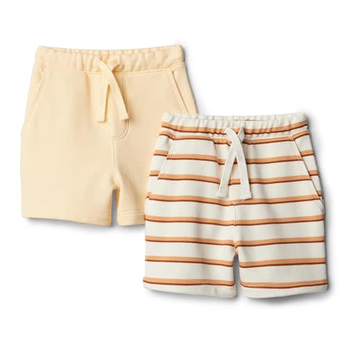 Amazon Essentials x Sofia Grainge Toddlers and Baby Boys' Pull On Knit Shorts, Pack of 2