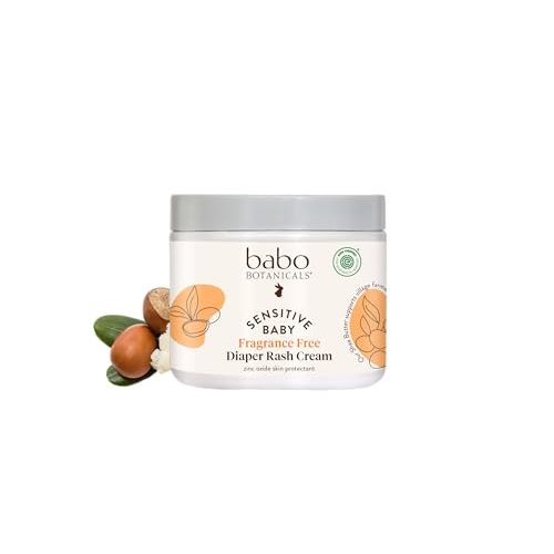 Babo Botanicals Sensitive Baby Fragrance-Free Diaper Cream - 25% Natural Zinc Oxide - Calendula, Shea & Cocoa Butter - EWG Verified - Vegan- from Birth on - 1 or 2 Pack Tube - 6oz Jar