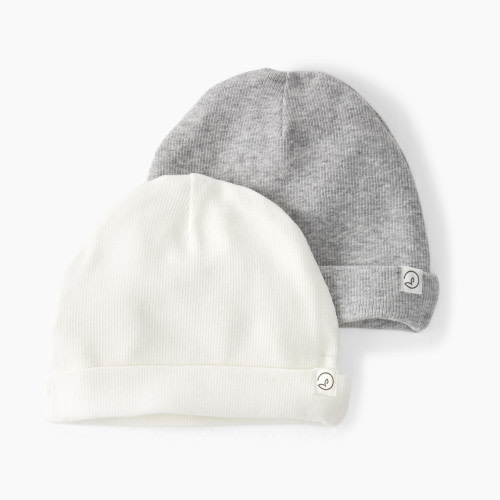 Carter's Little Planet Organic Rib Caps (2 Pack) - Grey/White, 0-3M