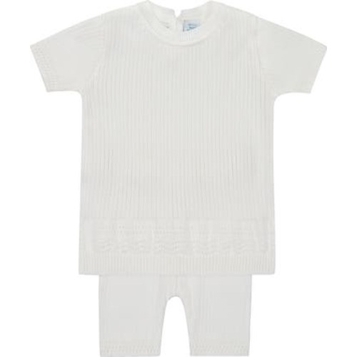 Kids' Pointelle Rib Short Sleeve Sweater & Pants Set