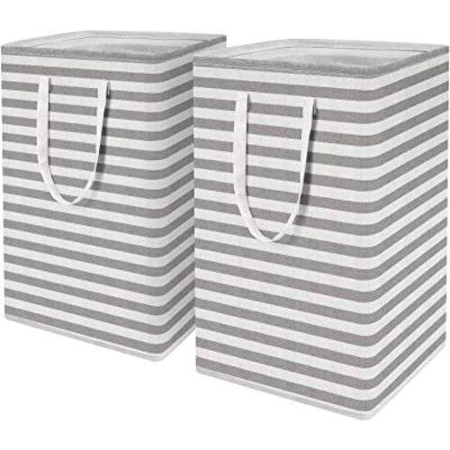WISELIFE 2-Pack Laundry Hamper 75L Collapsible Large Laundry Baskets with Easy Carry Handles Freestanding Waterproof Clothes Hamper Storage Basket for Toys Clothes Organizer - 24.4" (H), Grey