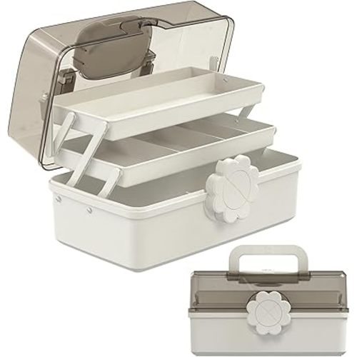 3-Layer Plastic Dividing Storage Box,Multifunctional Plastic Tool Box with Handle for Sewing, for Sewing, Makeup, Medicine, Nail, Hair Accessories for Kids
