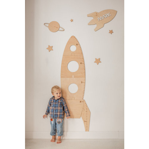 Kids Height Chart, Wooden Growth Chart, Space Themed Nursery Decor, Rocket Wooden Sign, Expecting Mom Gift, 1 ear Old Boy Gift