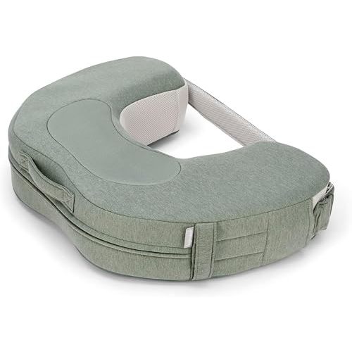 Inglesina Elysia Nursing Pillow, Balance Green - U-Shaped Ergonomic Breastfeeding Pillow - Dual-Density Support - Reduces Discomfort & Pressure - Adjustable, Breathable & Machine Washable