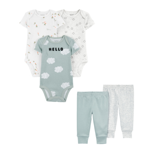 Carter's Child of Mine Baby Unisex Bodysuit and Pant Set, 5-Piece, Sizes Preemie-18 Months