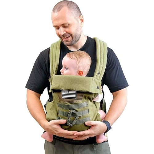 Baby Carrier, Lumbar Support Infant Carrier (0-36M, 8-33 lbs) with Foldable Headrest Carabiners for Big and Tall Parents, Men, Women (Green)