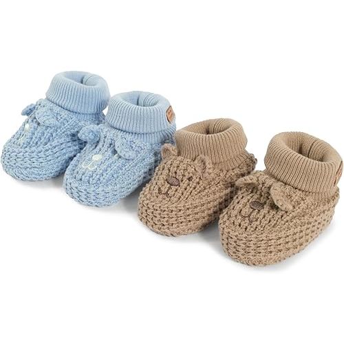Fleece Baby Booties for Newborns - Cozy, Warm & Adjustable Slippers with Non-Slip Sole -Soft And Lightweight for Babies