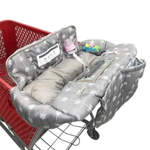 Amazon.com : Soft Pillow Attached Waterproof 2-in-1 Baby Grocery Cart Seat Cover and High Chair Cover (Grey Arrow) : Baby