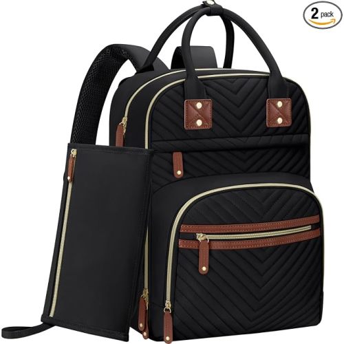 Tenot Diaper Bag Backpack for Women with Changing Pad Black | Large Capacity, Multifunctional, Waterproof, Travel Baby Diaper Bags for Mom,Dad,Baby Girl Boy