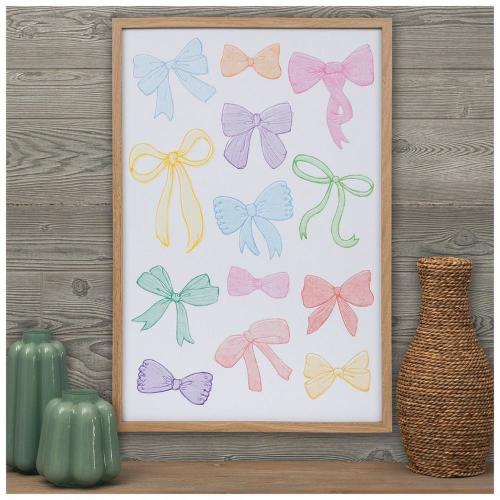 Colorful Bow Illustrations Wood Wall Decor