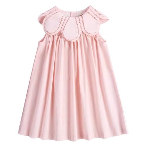 Twoflower Toddler Baby Girl Casual Cotton Dress with Flower Shaped Collar by Handmade
