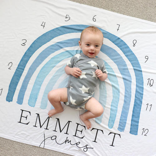 Rainbow Personalized Milestone Calendar | Blues
