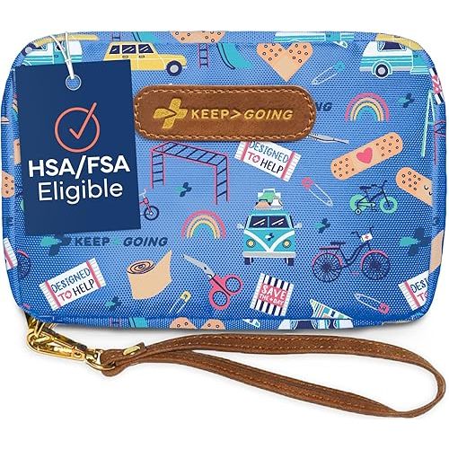 KeepGoing Travel First Aid Kit for Kids – 130 Pc. for Car, Home, Purse, Diaper Bag & Backpack with Latex-Free Bandages - Mini First Aid Kit Travel Size TSA-Approved