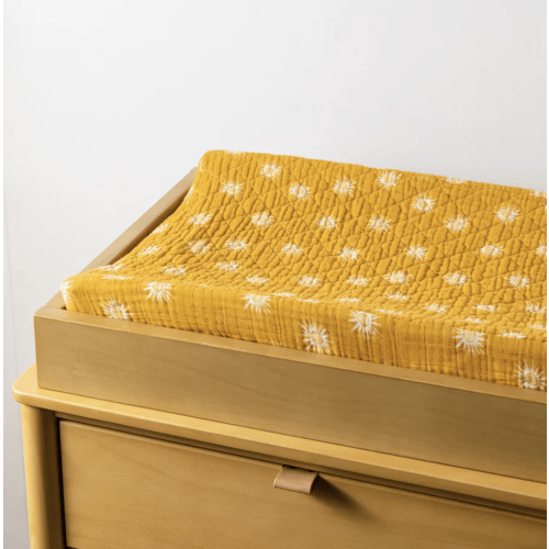 Babyletto Quilted Changing Pad Cover in GOTS Certified Organic Muslin Cotton - "golden hour color"