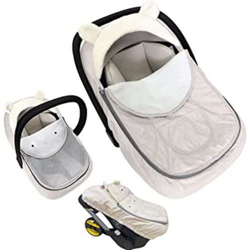 Infant Carseat Cover Canopy,Baby Car Seat Cover,Carseat Cover Universal Fitted Winter Autumn Spring Car Seat Cover for Babies Boy Girl Newborn,with Mesh Cover,Warm Breathable -Warm Sand