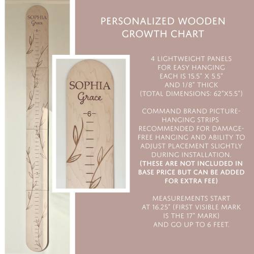 Personalized Wooden Growth Chart w/ Height Markers