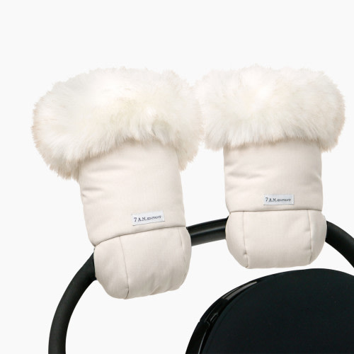 7AM Enfant Tundra Warmmuffs - White Fur Beige Heather