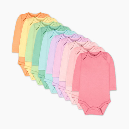 Honest Baby Clothing 10-Pack Organic Cotton Long Sleeve Bodysuits - Rainbow Pinks, 0-3 M, 10