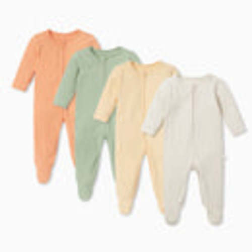Ribbed Zip-Up Baby Pajamas 4 Pack