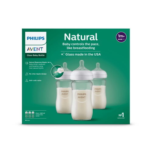 Philips Avent Glass Natural Baby Bottle, Clear, 8oz, 3pk