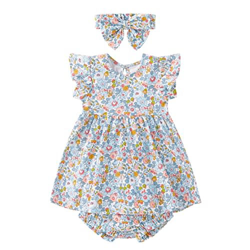pureborn Baby Toddler Girl Dress with Bloomer Short and Long Sleeve Playwear Dress with Diaper Cover