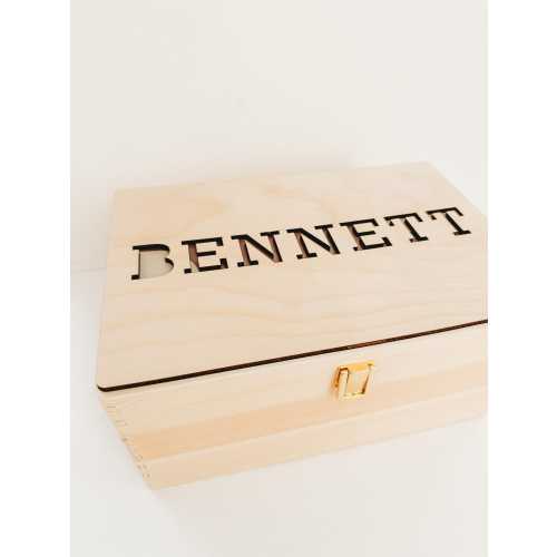 Wooden Name Fabric Keepsake Box | Laser Cut Wooden Box | New Baby Gift Or Christening Gift Or Christmas Eve Box