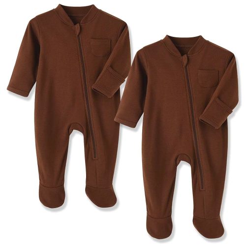 Eleven's Kingdom Baby Kids Sleep and Play,Baby Cotton Pajamas with Mitten Cuffs, 2 Way Zipper Footed Sleeper 0-12 Month