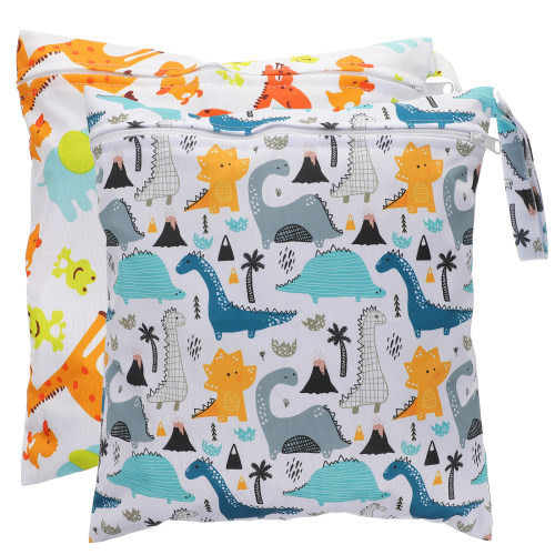 2pcs Cloth Diaper Wet Dry Bags Zippered Pockets Travel Beach Pool Diaper Bags