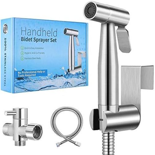 【New Version】Handheld Bidet Toilet Sprayer, Premium Stainless Steel Bathroom Bidet Sprayer Set, Baby Cloth Diaper Sprayer with Superior Complete Accessories, Support Wall or Toilet Mount