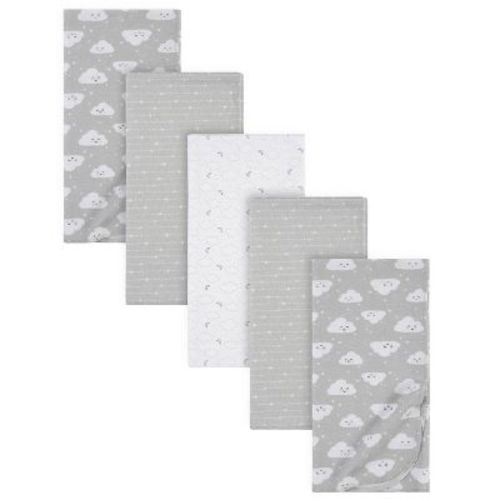 Gerber Baby Flannel Receiving Blankets, Clouds, 5-Pack