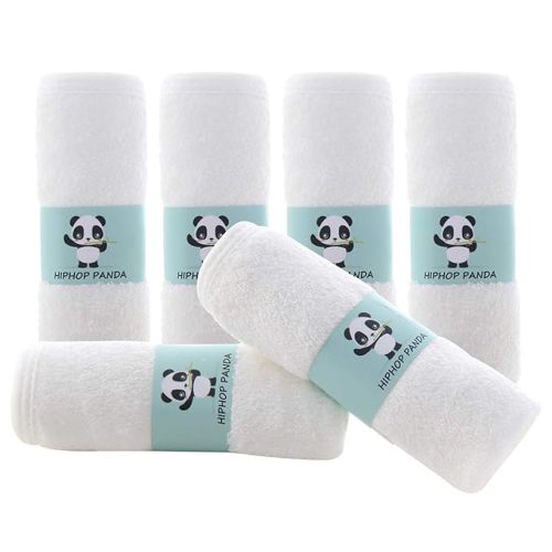 HIPHOP PANDA Baby Washcloths, Newborn Bath Face Towel - White, 6 Pack