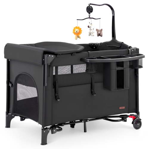 Walmart Black Friday Deals 2025 - HARPPA 5-in-1 Portable Baby Playard Bassinet Bedside Sleeper with Changing Table in Black