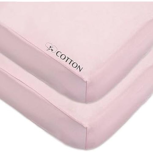 American Baby Company 2 Pack Fitted Crib Sheets 28" x 52", Soft Breathable Neutral 100% Cotton Jersey Sheet, Pink, for Boys and Girls, Fits Crib and Toddler Bed mattresses