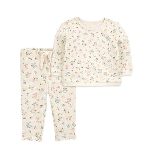 Baby 2-Piece Floral French Terry Pullover & Pant Set - Ivory | Carter's