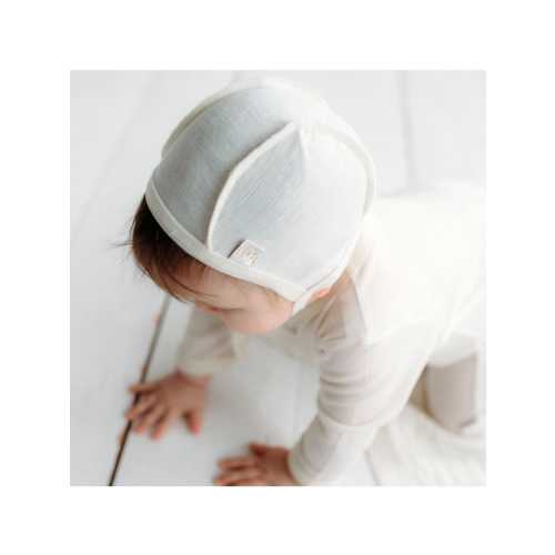 Thin Merino Wool and Silk Baby Cap - Silk Soft Newborn Cap - Baby Welcome Home Cap -Unisex Baby Cap with A Strings
