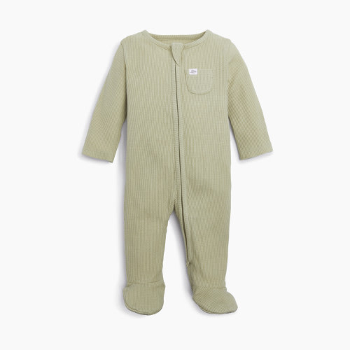 Tiny Kind The Waffle Footie - Lt. Olive, Newborn