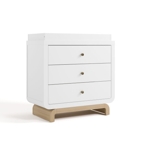Storkcraft Santorini 3 Drawer Chest with Changing Topper, White with Driftwood