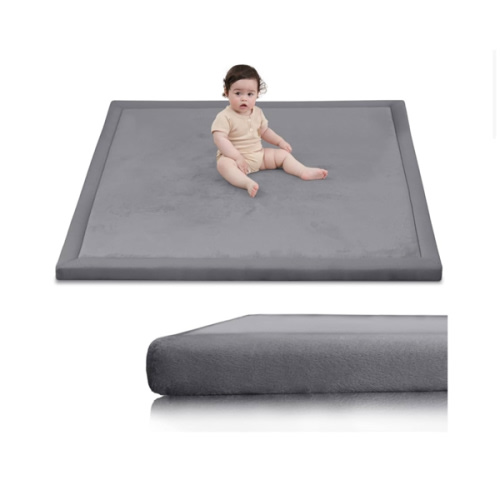 Ultra Soft Baby Play Mat for Floor,1.3" Thick Elasti-Foam 50x50 Playpen Mat for Toddlers Infant kids,Water-Repellent Coral Velvet for Tummy Time,Non-Slip Backing Safe for Crawling,Tatami Style (Dark Grey)
