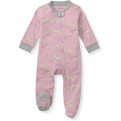 Burt's Bees Baby Girls Footed One-Piece Pajamas, Sleep and Play Loose Fit, 100% Organic Cotton, Sizes NB to 6-9 Months