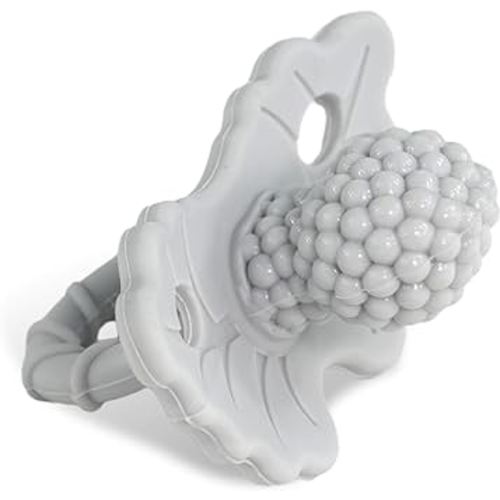 RaZbaby RaZberry Silicone Baby Teether Toy - Berrybumps Soothe Babies Sore Gums - Infant Teething Toy - Hands Free Design - BPA Free - Easy-to-Hold Design - Teething Relief Pacifier - Cookies & Cream