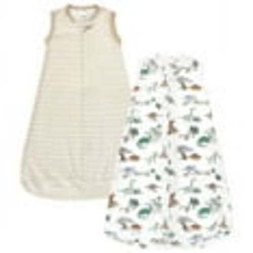 Hudson Baby Cotton Long-Sleeve Wearable Sleeping Bag, Sack, Blanket, Boy Dino World Sleeveless, 0-3 Months