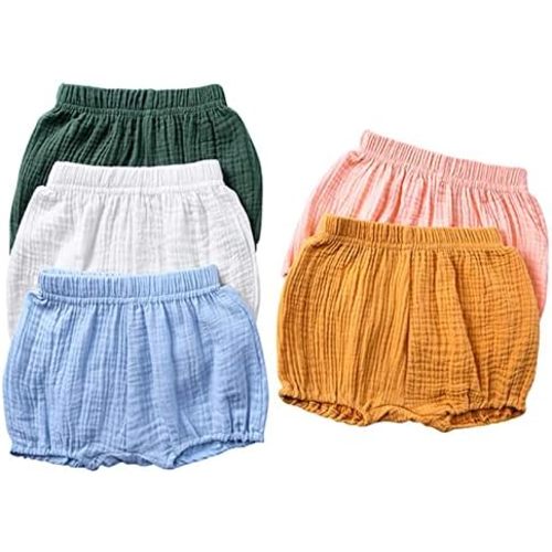 3PC Shorts Set Newborn Baby Girls Boys Pants Cotton Linen Blend Cute Floral Bloomers Triangle Shorts