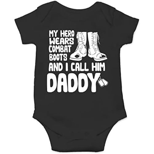 Belle Homie My Hero Wears Combat Boots I Call Him Daddy - Funny Baby Essentials Bodysuit - Baby Girl Clothes
