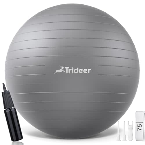 Trideer Yoga Ball - Exercise Ball for Workout pilates Stability - Anti-Burst and Slip Resistant for physical therapy, Birthing, Stretching & Core Workout, Office Ball Chair, Flexible Seating, Home Gym
