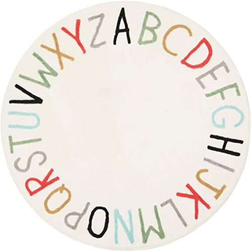 Rainbow Round Rug Alphabet (47 inch, Multi Color)