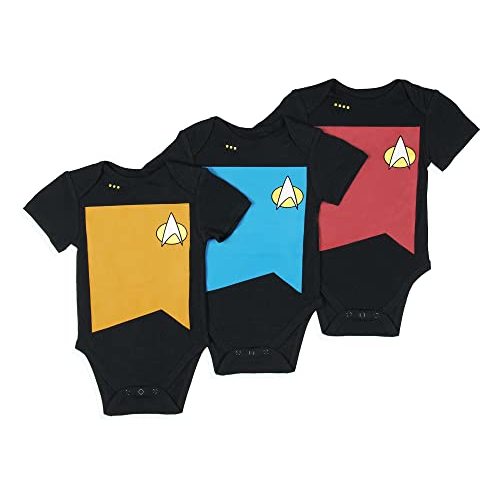 Star Trek: The Next Generation Infant Primary Colors Crew Uniform Red Gold Blue Sleeper 3 Pack Sleep Pajama