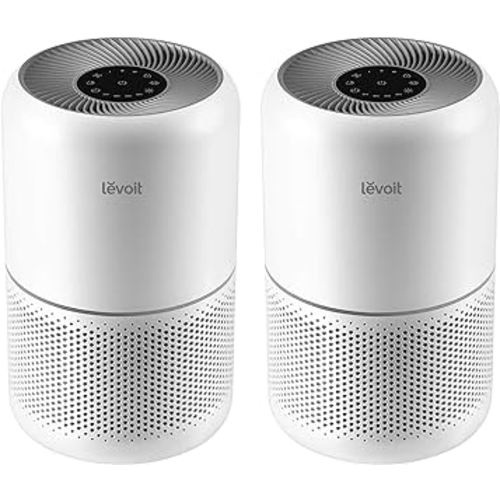 LEVOIT Air Purifier for Home Allergies Pets Hair in Bedroom, Covers Up to 1095 Sq.Foot Powered by 45W High Torque Motor, 3-in-1 Filter, Remove Dust Smoke Pollutants Odor, Core 300, White, 2 Pack