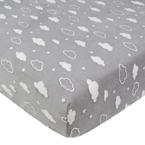 American Baby Company Heavenly Soft Chenille Fitted Crib Sheet 28" x 52", Warm and Cozy Neutral Chenille Sheet, Gray 3D Cloud, for Boys and Girls, Fits Crib and Toddler Bed mattresses